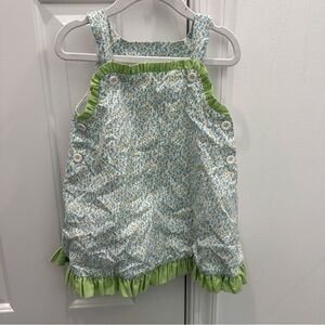 Green Trim Floral Girls Sundress